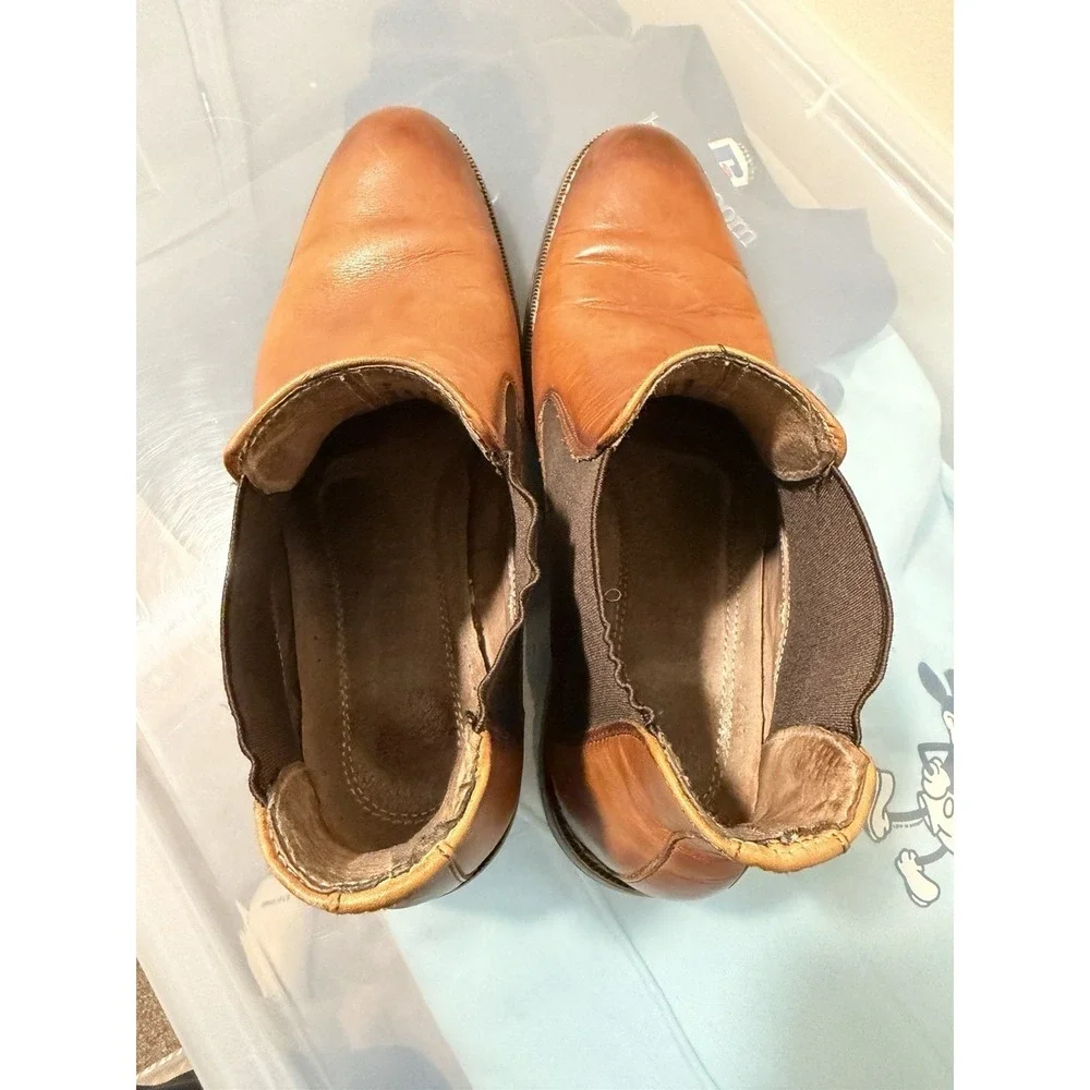 Stacy‎ Adams Men's Size 9.5 Brown Leather Alomar Cap-Toe Chelsea Boots